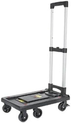 Large Folding Flatbed Hand Truck Portable Trolley for Cargo Luggage and Household Use Heavy Duty Black Utility Cart Ideal for Couriers and Moving.