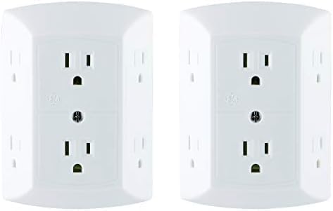 GE 6-Outlet Wall Extender White | Grounded | Spaced Outlets | UL Listed | Pack of 12