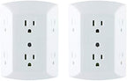 GE 6-Outlet Wall Extender White | Grounded | Spaced Outlets | UL Listed | Pack of 12