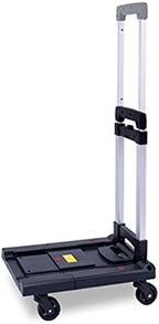 Push Cart Folding Platform Truck Plastic Push Cart Heavy Duty Portable Trolley with Retractable Assis for Luggage Travel Moving Office Platform Hand Truck (Large Blue)