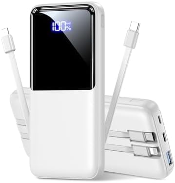 Portable Charger Power Bank - 15000mAh Battery Pack Portable Phone Charger with Built in Cable 22.5W Fast Charging Powerbank Compatible with iPhone Android Samsung Phone, Travel Camping Essential