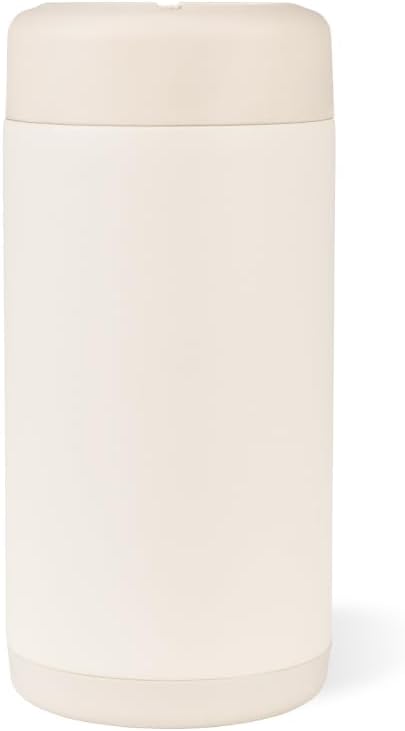HydroJug Slim Can Cooler - 2-in-1 Insulated Can Cooler Cup - Stainless Steel Slim Can Holder with Non-Slip Rubber Base - Screw-Top Lid - Dishwasher Safe - 12oz, Cream
