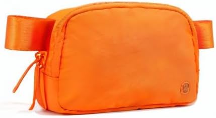 Pander Two Way Zipper Fanny Pack Nylon Everywhere Belt Bag for Women, Water Repellent Waist Packs, Crossbody Bags with Adjustable Strap (Dark Orange).