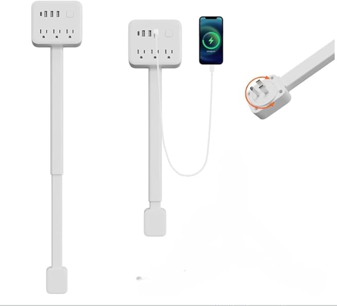 Electrical Outlet Extender Features USB-A,USB-C,2 AC Outlets,Wall Power Socket Expander Stick,Extendable Rotating Electric Outlet Plug Adapter Nightstands,Sofa,Desks and More Hard to Reach Space (A01)