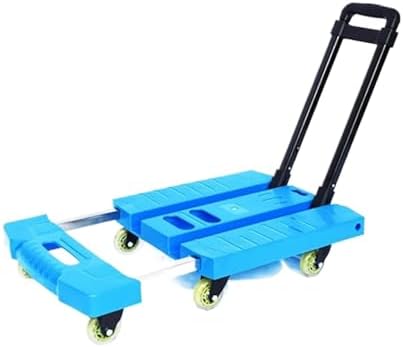 Folding Hand Truck Trolley Cart with 6 Wheels and Extendable Handle for Luggage Moving and Storage