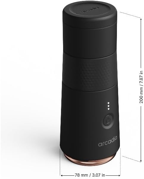 Arcadia Go Rechargeable Portable Turkish Coffee Maker – USB-C Powered, Compact & Cordless, Ideal for Outdoors, Travel, Camping, Office & Home Brewing (Night Black)