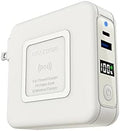 Gigastone 3in1 Power Bank with AC Plug 10000mAh with USB-C PD 3.0 20W, USB-A QC3.0 18W Fast Charging, 5W to 15W Wireless Output, Compatible with Apple, Android, and Other Qi Enabled Devices - White