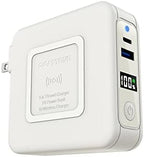 Gigastone 3in1 Power Bank with AC Plug 10000mAh with USB-C PD 3.0 20W, USB-A QC3.0 18W Fast Charging, 5W to 15W Wireless Output, Compatible with Apple, Android, and Other Qi Enabled Devices - White