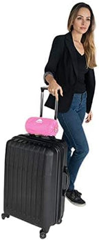 BlueHills Premium Soft Ultra Compact Travel Blanket Value Pack Set of 2 - Airplane Traveling Essentials Flight Blanket Throw in a Portable case Plane Travel Gift - Pink and Navy Blue