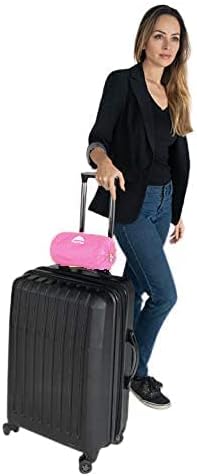 BlueHills Premium Soft Ultra Compact Travel Blanket Value Pack Set of 2 - Airplane Traveling Essentials Flight Blanket Throw in a Portable case Plane Travel Gift - Pink and Navy Blue