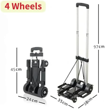 Portable Folding Hand Truck Barrow Cart Lightweight Trolley for Luggage Shopping and Household Use Compact Folding Utility Cart for Easy Transport