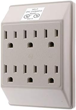 Sunlite 41408 6 Grounded Outlet Adapter, Wall Mountable, 3 Prong Outlet Extender Power Strip, Home and Office, UL Listed, Ivory 4 Pack