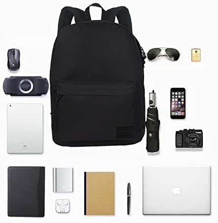 SUPACOOL Casual Laptop Backpack for Men and Women, Work backpack, Black Backpacks, College School Backpack for Boys and Girls, Lightweight Travel Back Pack(Black)