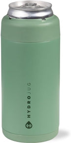 HydroJug Slim Can Cooler - 2-in-1 Insulated Can Cooler Cup - Stainless Steel Slim Can Holder with Non-Slip Rubber Base - Screw-Top Lid - Dishwasher Safe - 12oz, Sage