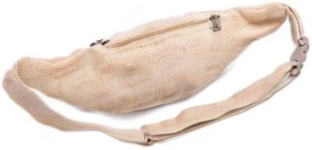 Freakmandu Eco-Friendly Boho Hippie Style Hemp Fanny Pack White Hip Waist Bag for Hiking Running Jogging (Nirvana)