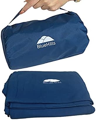 BlueHills Premium Soft Ultra Compact Travel Blanket Value Pack Set of 2 - Airplane Traveling Essentials Flight Blanket Throw in a Portable case Plane Travel Gift - Pink and Navy Blue