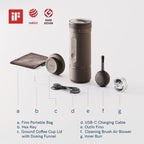 OutIn Mino with Fino, Portable Electric Espresso Machine with Portable Electric Coffee Grinder (Brown & Brown)