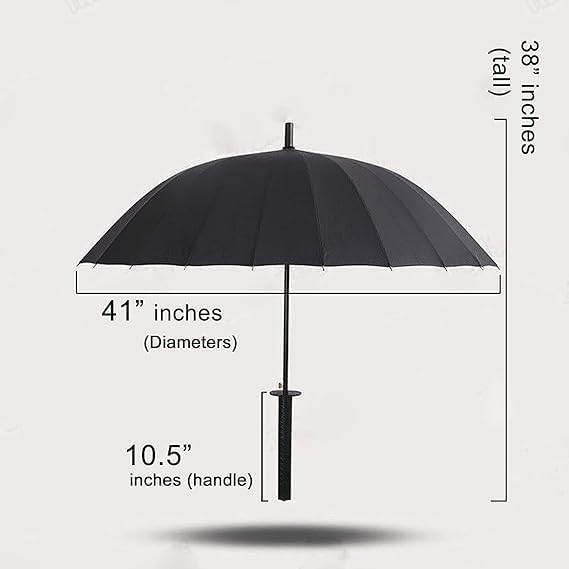Samurai Umbrella Creative Semi-Automatic Katana,Gifts For Cosplay Decoration. Windproof Outdoor Umbrella.Sun Protection Umbrella Black.