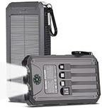Solar Charger 20,000mAh, Portable Power Bank, 4 Cables Outdoor Waterproof External Backup Phone Charger with USB-C for Cell Phones, Solar Battery Pack with Dual Flashlight for Camping