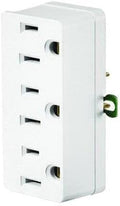 Leviton Amp, 125 Volt, Grounding Triple Outlet Adapter, 698-W-15, White
