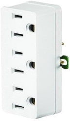 Leviton Amp, 125 Volt, Grounding Triple Outlet Adapter, 698-W-15, White
