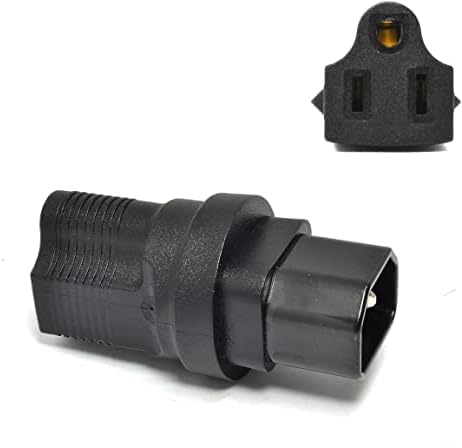 Ceptics IEC USA NEMA 5-15R to IEC 60320-C14 Adapter Plug - ETL Certified - Industrial Grade (IG-320-5PK),Black