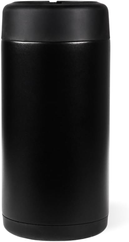 HydroJug Slim Can Cooler - 2-in-1 Insulated Can Cooler Cup - Stainless Steel Slim Can Holder with Non-Slip Rubber Base - Screw-Top Lid - Dishwasher Safe - 12oz, Black