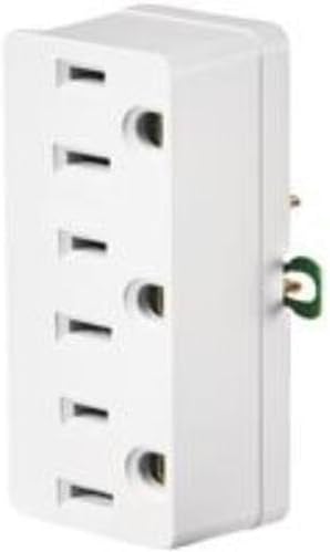 Leviton Amp, 125 Volt, Grounding Triple Outlet Adapter, 698-W-15, White