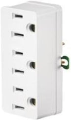 Leviton Amp, 125 Volt, Grounding Triple Outlet Adapter, 698-W-15, White