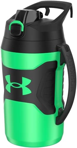 Under Armour Insulated Water Bottle with Handle & Fence Hook, Half Gallon Sports Water Jug, Leak-Resistant & BPA-Free for Baseball, Football & Gym - Vapor Green/Black, 64oz