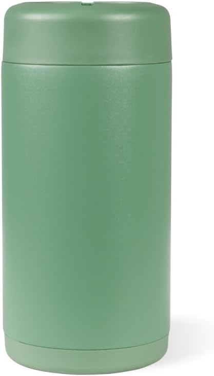 HydroJug Slim Can Cooler - 2-in-1 Insulated Can Cooler Cup - Stainless Steel Slim Can Holder with Non-Slip Rubber Base - Screw-Top Lid - Dishwasher Safe - 12oz, Sage