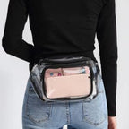 Veckle Clear Fanny Pack Stadium Approved - Adjustable 33-47 Inch Strap, Transparent Belt Bag for Women Men Fits 7.5-inch Smartphone, Waist Bag Clear Bag for Sport Events, Concerts, 2-Pack Black