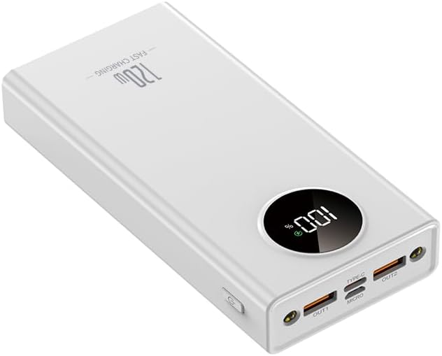 Portable C harger PowerBank, PD 20W Fast Charging, 20000mAh Power Bank with LCD display, 3 Outputs USB C Power Bank Fast Charging , For iPhone 17/16/15/14/13 Pro Samsung Google iPad Tablet (White)