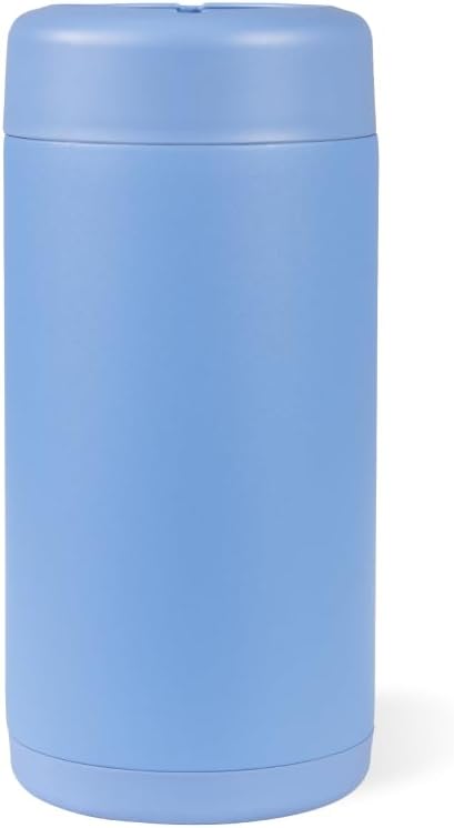 HydroJug Slim Can Cooler - 2-in-1 Insulated Can Cooler Cup - Stainless Steel Slim Can Holder with Non-Slip Rubber Base - Screw-Top Lid - Dishwasher Safe - 12oz, Light Blue