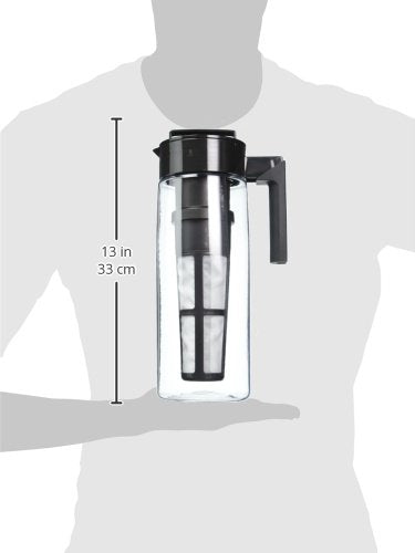 Takeya Deluxe Cold Brew Coffee Maker - BPA-Free Tritan Pitcher with Airtight Leakproof Lid, Silicone Grip Handle, Fine-Mesh Filter - Shatter-Proof, Dishwasher Safe, Made in USA - 2 Quart/Black