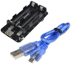 diymore 1865O Battery Holder Double Li-ion V8 Shield Micro USB 5V/3A 3V/1A Power Bank Battery Charging Module for Raspberry Pi and Arduino with 30CM USB Port line(2 Holders)