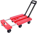 Folding Hand Truck Trolley Cart with 6 Wheels and Extendable Handle for Luggage Moving and Storage