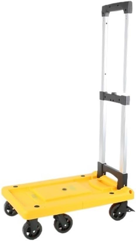 Folding Portable Trolley Medium Yellow Cargo Cart for Warehouse & Household Use Lightweight Luggage & Courier Transport Versatile Moving Truck for Easy Mobility