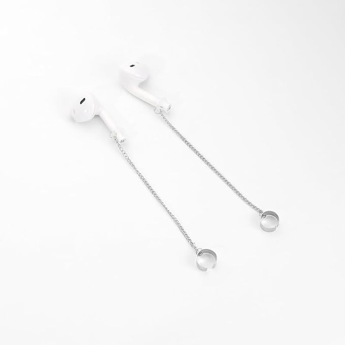 4 Pair Wireless Earbuds Anti-Lost Straps Wireless Ear Buds Clip Holder Protector Lanyard Chain Earrings for Apple AirPods Echo Buds Bluetooth Headphones ENC In-ear Earphones Needn't Ear Hole