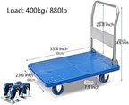 Heavy Duty Foldable Hand Trolley Cart with Quiet Wheels Flatbed Hand Truck for Moving High Weight Capacity Platform Cart for Factories and Shops Portable and