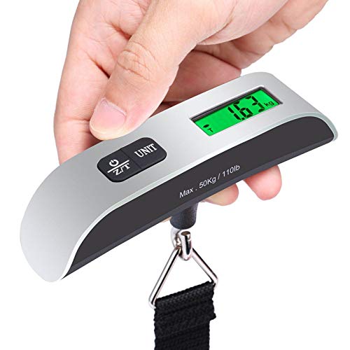 Electronic Backlit Luggage Scale up to 110lb (50kg) Capacity, Accuracy: .02lb (10g), with Thermometer (Battery Included) by EX ELECTRONIX EXPRESS