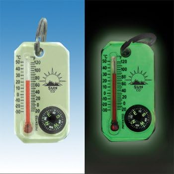 Sun Company LumaGage | Multi-Functional Glow-in-The-Dark Zipper Pull Compass & Thermometer with Wind Chill Chart | Ideal for Camping, Hiking, and Outdoor Navigation