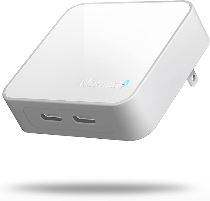 Nekmit Dual Port USB C Wall Charger, 40W PD Fast Charging USB C Wall Plug Adapter, Flat Thin Slim Charger Block for iPhone 17/17 Pro/17 Pro Max, Galaxy, MacBook Air, iPad, AirPods and More