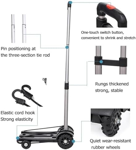 Heavy Duty Folding Hand Truck Portable Foldable Sack Trolley Travel Luggage Cart & Shopping Cart for Easy Moving and Transport Wheel Barrow for Grocery and Travel.
