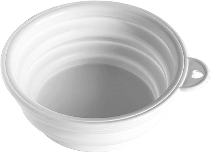 SiliconeSnap 5" Diameter Easy Collapsible Travel Pet Bowl Dog Food Dish with Easy Hook Hole, Snow White Washable Feeder for Dogs