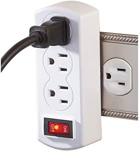 Topro23 Multi Outlet Wall Plug Grounded Triple Outlet Adapter with ON/OFF Switch 3 Prong ETL Listed 2 Pack White TP-SY610