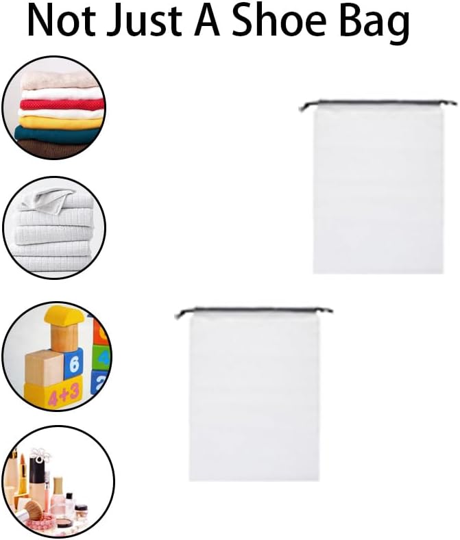 15 Pack Shoe Bags for Travel, PE Waterproof Clear Drawstring Shoe Bag Large Portable Shoe Storage Bag for Men & Women Ideal for Luggage, Backpack, Gym and Daily Storage, Multi-Size