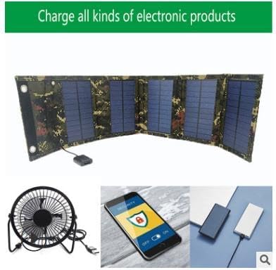 25W Portable Solar Panel Charger Output 15W 5V 1.5A 2USB, Foldable Solar Panel Charger for Laptops Phones,Mini Fans,Ipads,with a USB Extension Cable (Black)