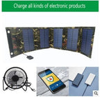 25W Portable Solar Panel Charger Output 15W 5V 1.5A 2USB, Foldable Solar Panel Charger for Laptops Phones,Mini Fans,Ipads,with a USB Extension Cable (Black)