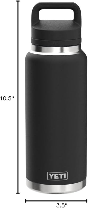 YETI Rambler 26 oz Bottle, Vacuum Insulated, Stainless Steel with Chug Cap, Black